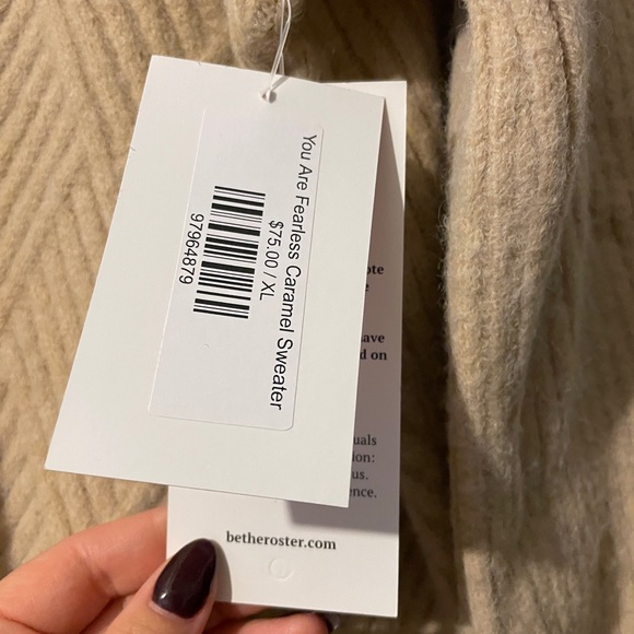 You Are Fearless caramel sweater - Picture 3 of 7